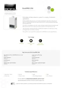 Datasheet dustpro 250 dust extraction system